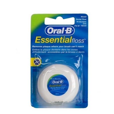 Зубная нить ORAL-B Essential Floss вощеная мятная, 50 м