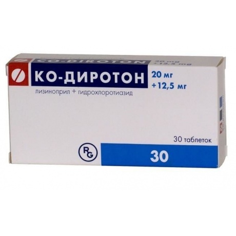 Ко-Диротон таблетки 20 мг+12,5 мг, 10 шт.