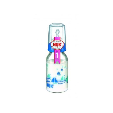 Бутылочка детская NUK стекло с силикиновой антиколиковой соской для молока р. 1 125мл (арт. 10 747 018)