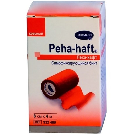 Бинт PEHA-HAFT фиксирующий самоклеющийся  4м х 8см (красный)