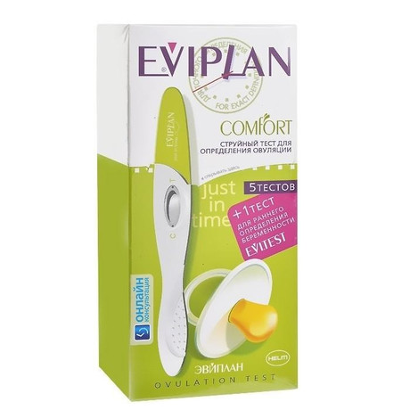 Тест на овуляцию EVIPLAN Comfort, 5  шт. + тест на беременность