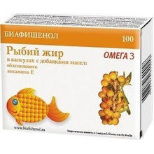 Рыбий жир "Биафишенол" с витамином Е и облепихой капсулы, 100 шт.