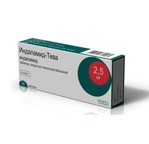 Индапамид-Тева таблетки 2,5 мг, 30 шт.