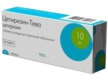 Цетиризин-Тева таблетки 10 мг, 10 шт.
