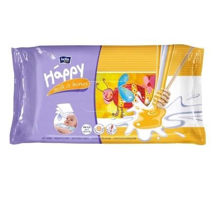 Салфетки детские BELLA HAPPY влажные MilkHoney (Молоко и Мед),  64 шт.
