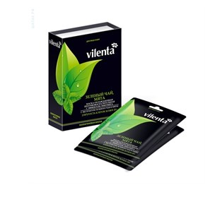 Маска косметическая VILENTA "коллагеновая" с эктр. зеленогоя чая и мяты для лица и шеи
