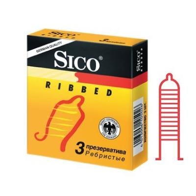 Презерватив SICO, 3 шт.  Ribbed (с кольцевым рефлением, желт. уп.)