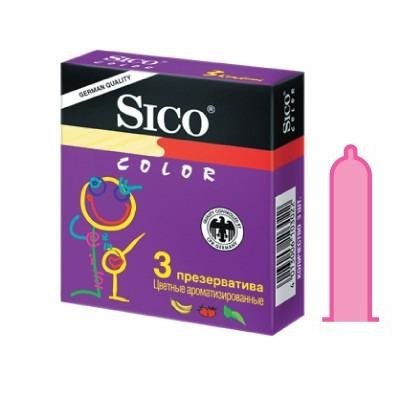 Презерватив SICO, 3 шт.  Color (ароматизир. цветные, фиолет. уп.)