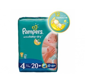 Подгузники PAMPERS Active baby Maxi (7-14кг), 20 шт.