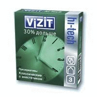 Презерватив VIZIT Hi-Tech 30% Дольше (с кольцами и анестетиком), 3 шт.