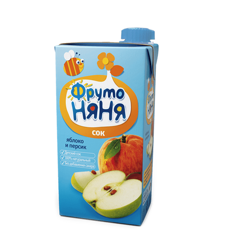 Сок ФРУТОНЯНЯ яблочно-персиковый с мякотью (с 5 мес.), 500 мл