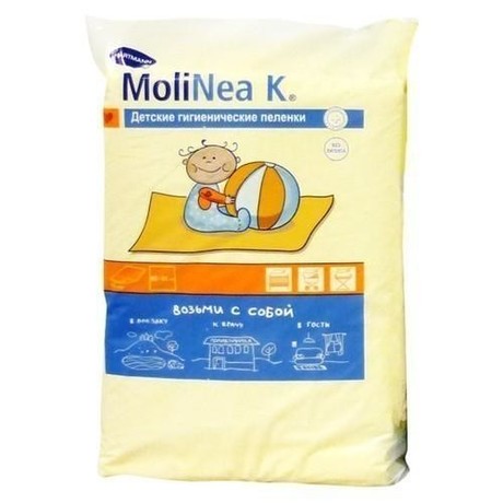 Пеленка MOLINEA K впитывающие одноразовые 60см х 60см 4 слоя, 10 шт.