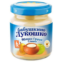 Пюре БАБУШКИНО ЛУКОШКО Неженка яблоки/груши/сливки (с 6 мес.) 100 г