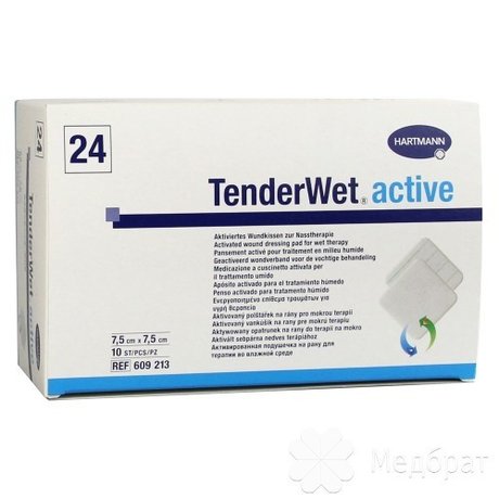 Повязка TENDERWET 24 Active 7,5см x 7,5см суперабсорбирующая