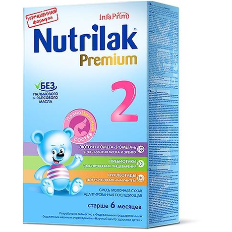 Смесь молочная НУТРИЛАК Премиум-2 с пребиотиками и нуклеотидами (6-12 мес.), 350 г