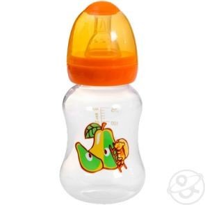 Бутылочка детская МИР ДЕТСТВА 11125 с талией и силиконовой соской 125мл