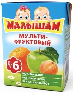 Нектар МАЛЫШАМ яблоко/абрикос/апельсин, 200 мл