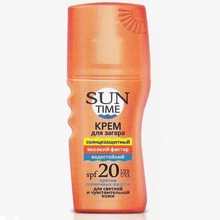 Крем SUN TIME "Высокий фактор" для загара для чувствительной кожи SPF-20, 150 мл