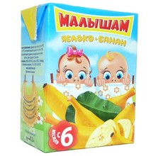Нектар МАЛЫШАМ яблоко/банан с мякотью, 200 мл