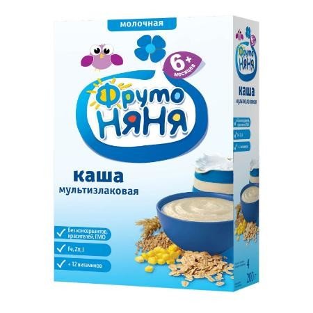 Каша ФРУТОНЯНЯ молочная мультизлаковая (с 6 мес.), 200г
