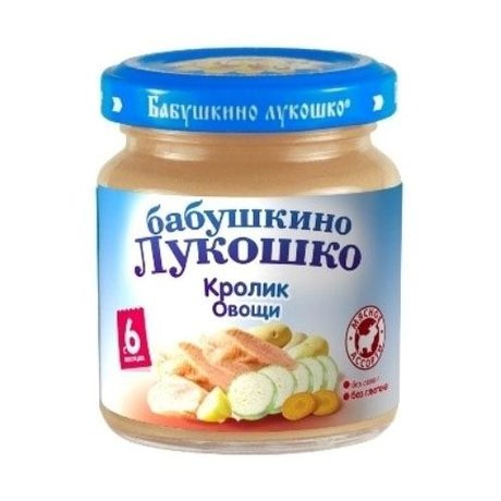 Пюре БАБУШКИНО ЛУКОШКО кролик/овощи (с 6 мес.), 100г
