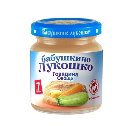 Пюре БАБУШКИНО ЛУКОШКО овощи/говядина (с 7 мес.), 100г