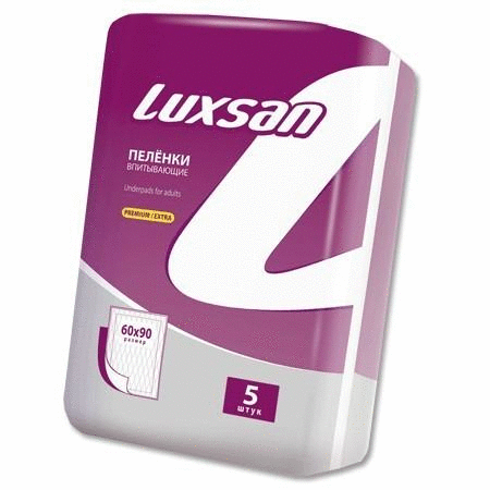 Пеленка LUXAN Premium Extra впитывающие 60 х 90, 5 шт.