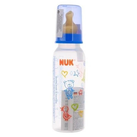 Бутылочка детская NUK пластиковая с латексной соской 240мл (0-6мес.)