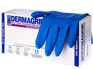 Перчатки смотровые нестерильные разм. M (латекс. DERMAGRIP HIGH RISK powder free), 50 шт.