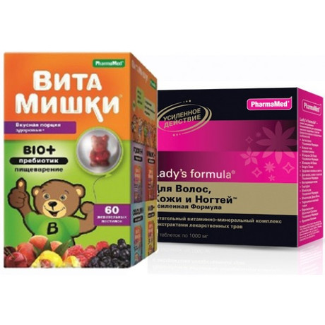 Витамишки Bio+ пребиотик пастилки жевательные, 60 шт. + подарок маме леди-с формула "для волос кожи и ногтей" таблетки, 15 шт.
