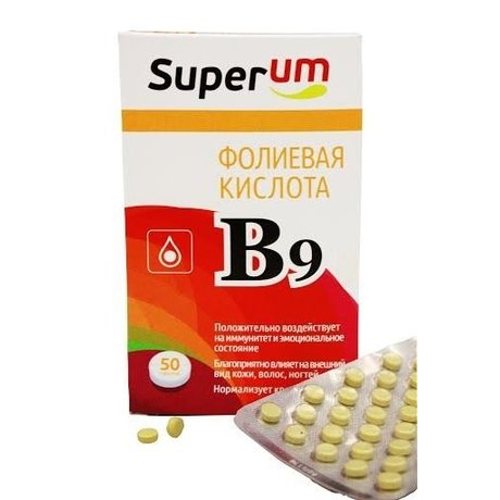 Superum фолиевая кислота таблетки, 50 шт.