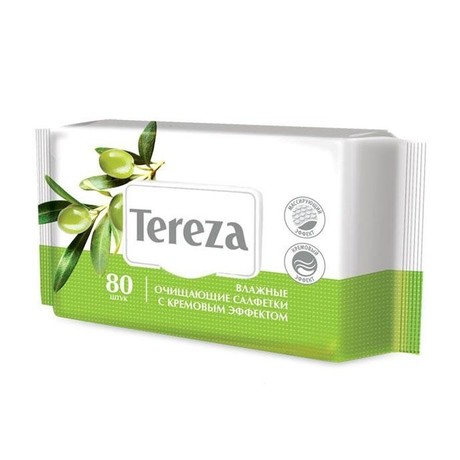 Салфетки TEREZA MED влажные очищающие с кремовым эффектом, 80 шт.