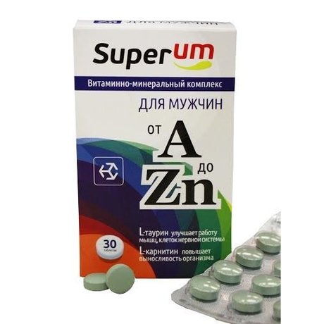 Superum Витаминно-минеральный комплекс от А до Цинка таблетки для мужчин, 30 шт.