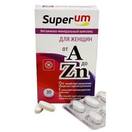 Superum Витаминно-минеральный комплекс от А до Цинка таблетки для женщин, 30 шт.
