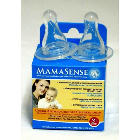 Соска MAMASENSE силиконовая антиколиковая для каши, 2 шт.