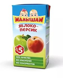 Сок ФРУТОНЯНЯ яблочно-персиковый, 125 мл