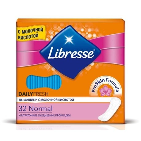 Прокладки гигиенические LIBRESSE Daily Fresh normal ультра тонкие, 32 шт. + футляр