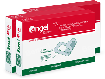 Повязка ANGEL пластырная бактерицидная для ран стерильная 10 х 25см, 25 шт. (неткан.)