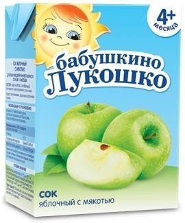 Сок БАБУШКИНО ЛУКОШКО яблоко с мякостью (с 4 мес.) 200мл