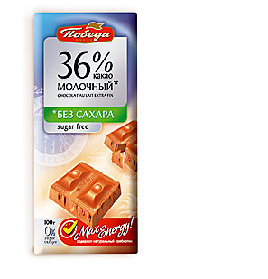 Шоколад ПОБЕДА молочный без сахара на стевии 36% какао, 100 г