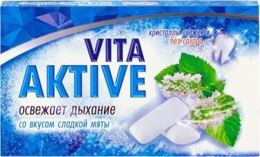 Вита Актив жевательная резинка без сахара Сладкая мята, 16 г