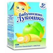 Сок Бабушкино Лукошко яблоко-банан 5+ с мякотью 200мл