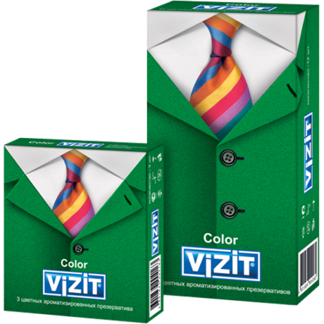 Презерватив VIZIT Color (цветные ароматизированные), 12 шт.