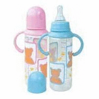 Бутылочка детская КУРНОСИКИ 11130 цветная с силиконовой соской с рождения, 250мл