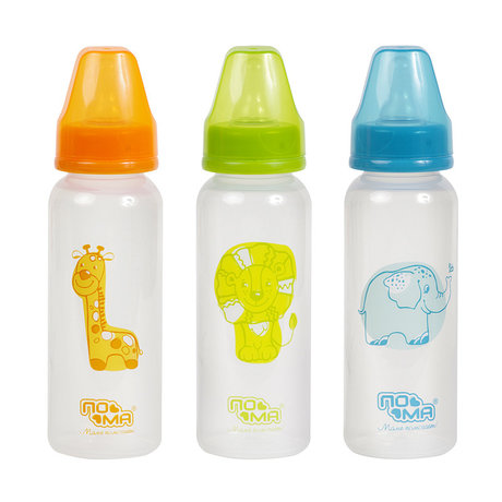 Бутылочка детская ПОМА пластиковая с силиконовой соской,  240мл (с 6 мес.) (арт. 3810)