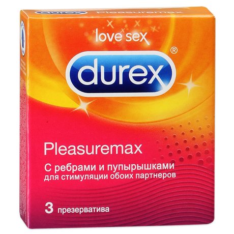 Презерватив DUREX Pleasuremax (рельефные полоски и точки), 3 шт.