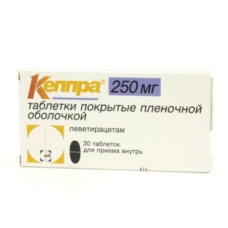 Кеппра таблетки 250 мг, 30 шт.