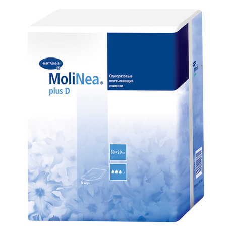 Пеленка MOLINEA PLUS D впитывающая одноразовая 60см х 90см, 5 шт.