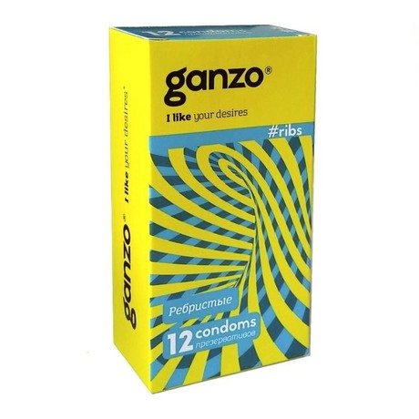 Презерватив GANZO Ribs, 12 шт.  (ребристые)
