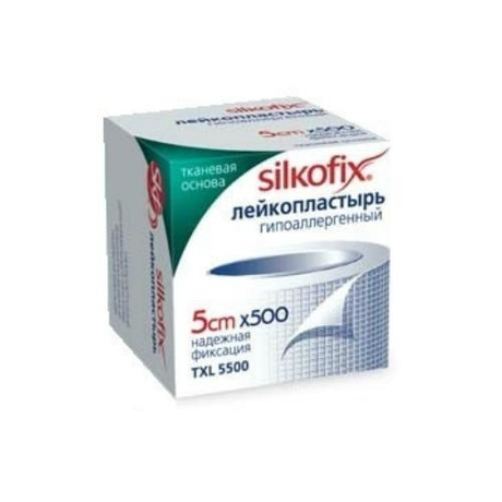 Лейкопластырь SILKOFIX 5см х 500см телесный (тканая основа)